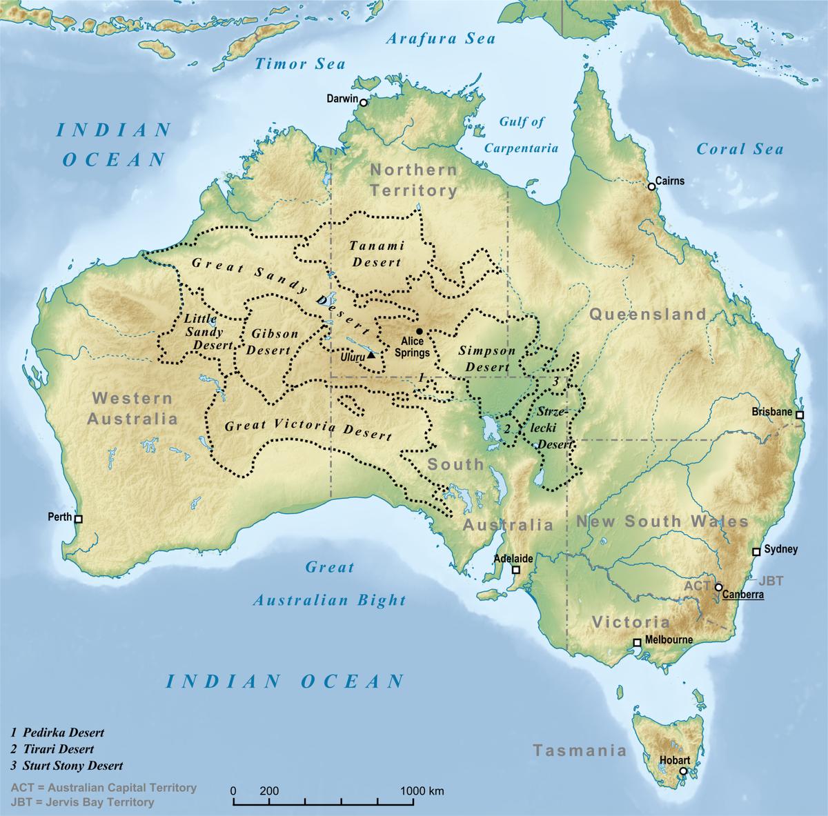 オーストラリアの砂漠地図 砂漠のオーストラリアの地図 オーストラリア ニュージーランド オセアニア