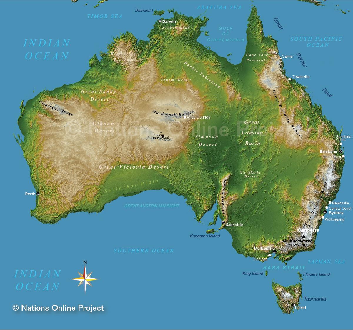 山オーストラリア地図オーストラリア山脈地図 オーストラリア ニュージーランド オセアニア