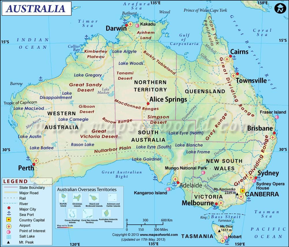 オーストラリアの地図