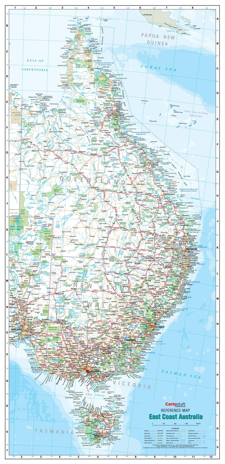 地図の東海岸にオーストラリア