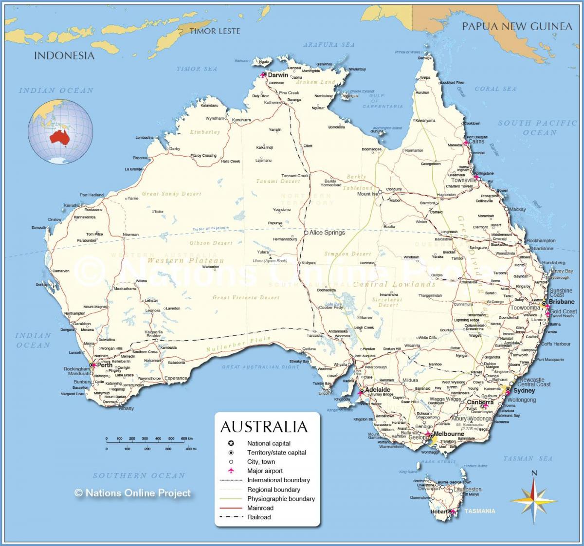 空港にオーストラリアの地図