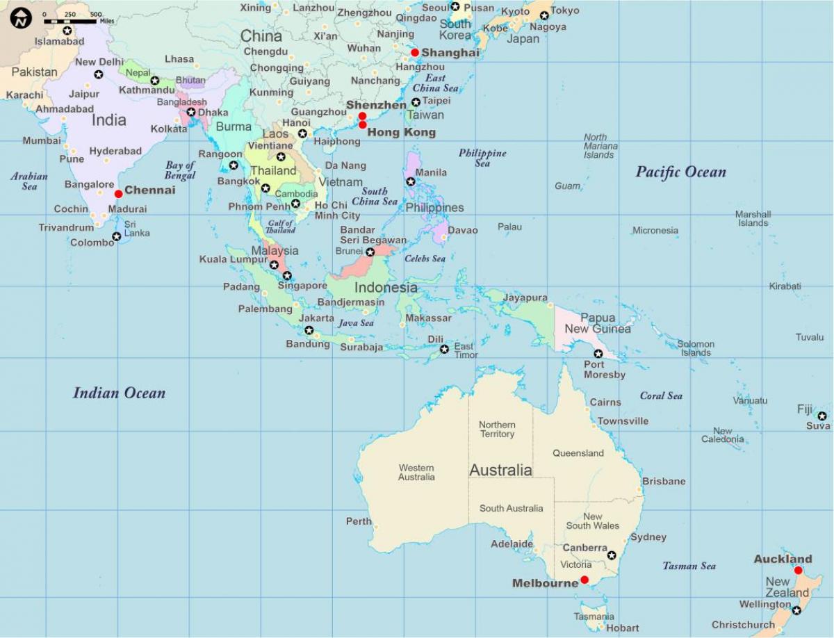 アジア、オーストラリアの地図