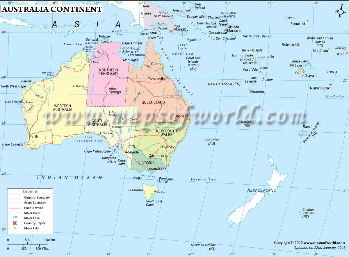 地図オーストラリア大陸
