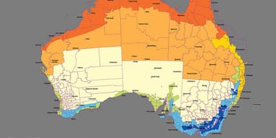 豪州の気候ゾーンの地図
