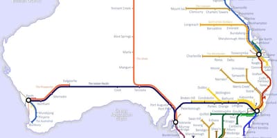 豪州の列車の地図